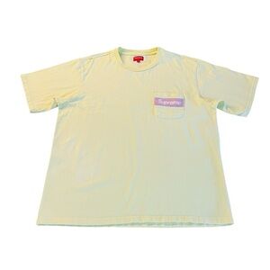 Supreme Men’s Yellow Crew Neck Short Sleeve Pocket Tee Size Large